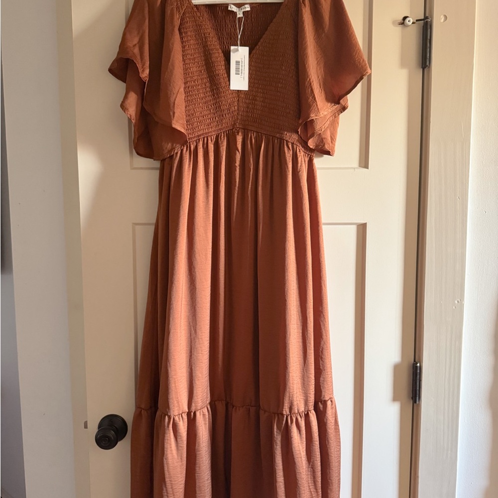 Baltic Born Monica Smocked Elegant Rust Maxi Dress - New with tags